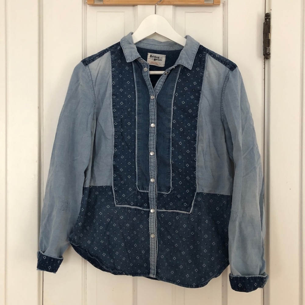 [Holding Horses] Western Style Denim Shirt